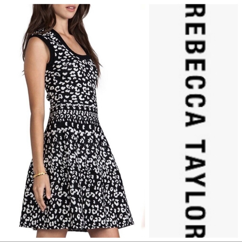 Rebecca Taylor Black and White Midi Dress